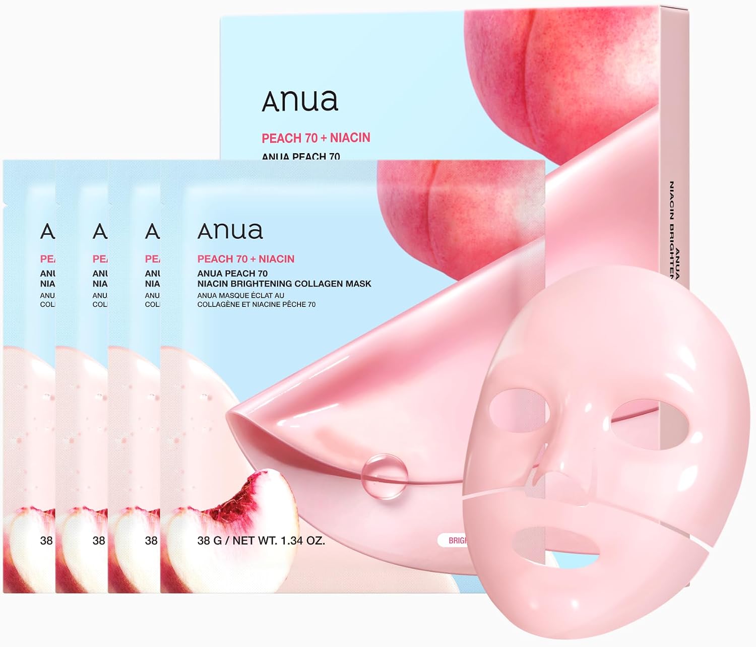 [4EA] PEACH 70 NIACIN BRIGHTENING COLLAGEN MASK