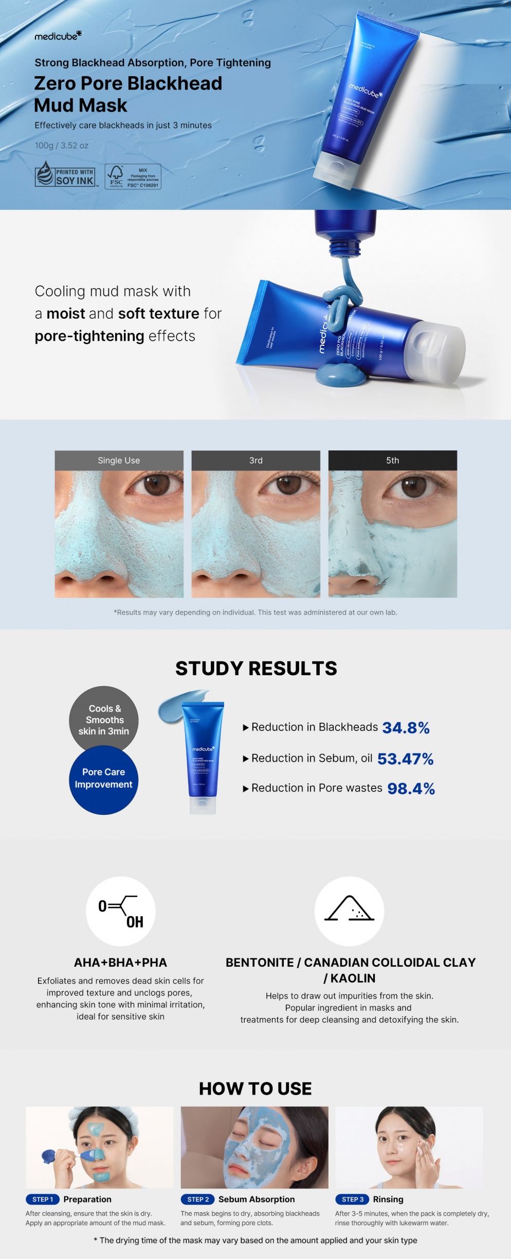Zero Pore Blackhead Mud Mask 100G