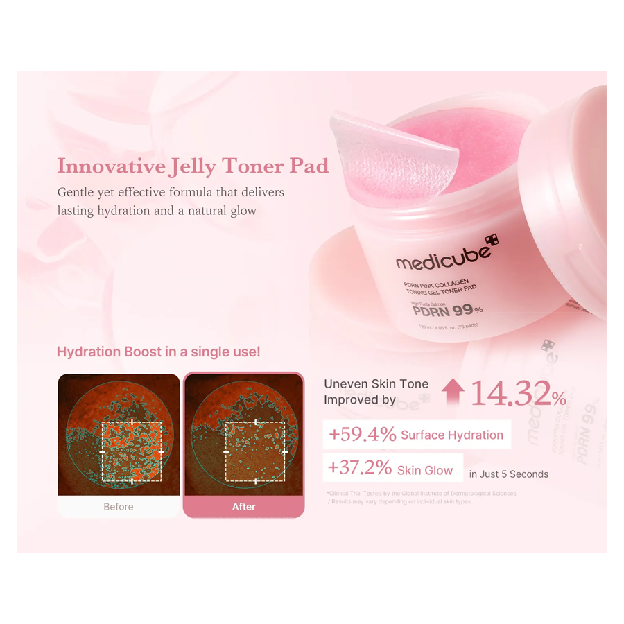 Pdrn Pink Collagen Toning Gel Toner Pad 70Ea